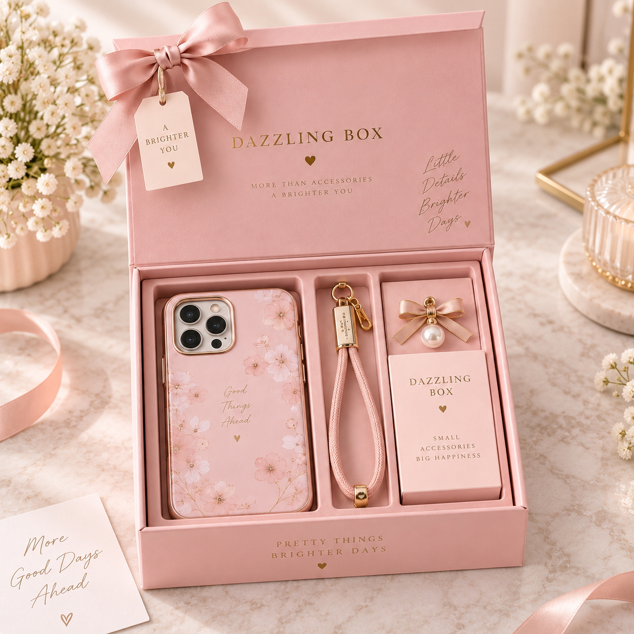Blush Bloom Dazzling Box – Phone Case Gift Set