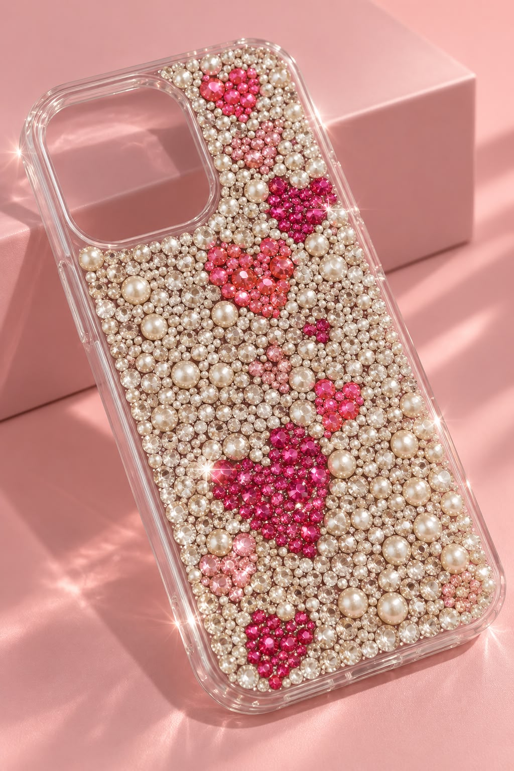 💕 Pink heart Crystal Case