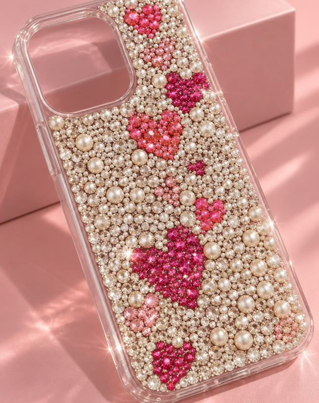 💕 Pink heart Crystal Case