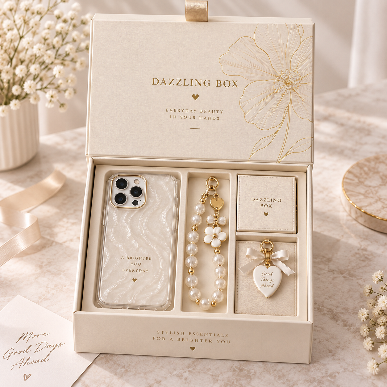 Pearl Elegance Dazzling Box – Luxury Phone Case Gift Set