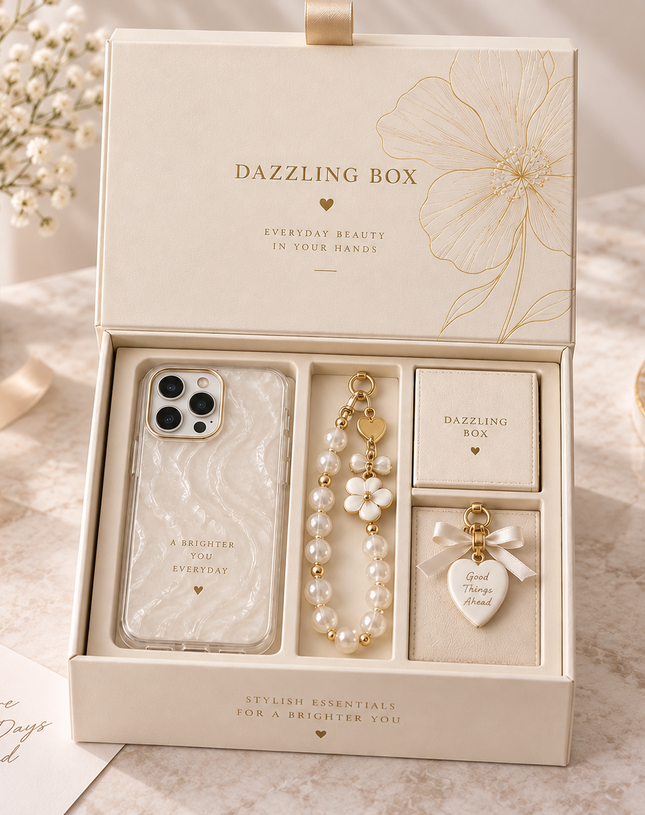 Pearl Elegance Dazzling Box – Luxury Phone Case Gift Set