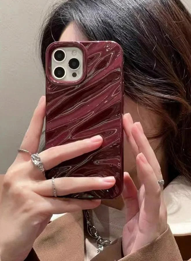 Burgundy Marble Wave Phone Case