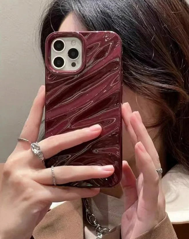 Burgundy Marble Wave Phone Case